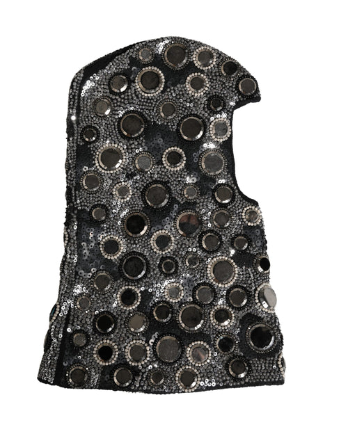 Dolce & Gabbana Black Wool Crystal Embellished Balaclava Hat - ClickThatClicks 