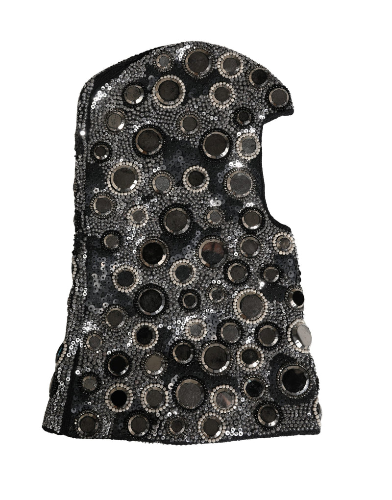 Dolce & Gabbana Black Wool Crystal Embellished Balaclava Hat - ClickThatClicks 