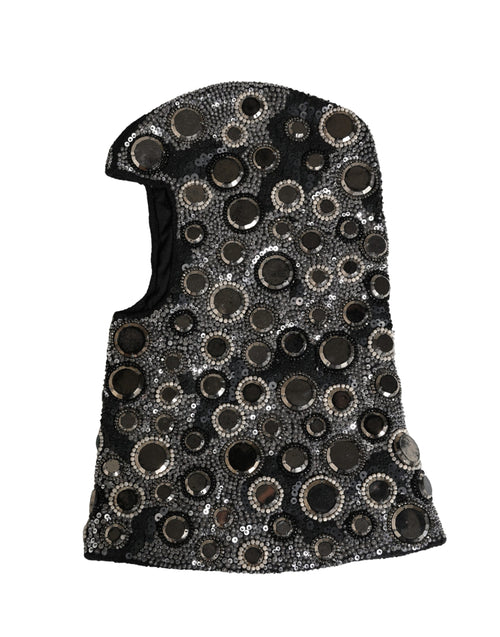 Dolce & Gabbana Black Wool Crystal Embellished Balaclava Hat - ClickThatClicks 