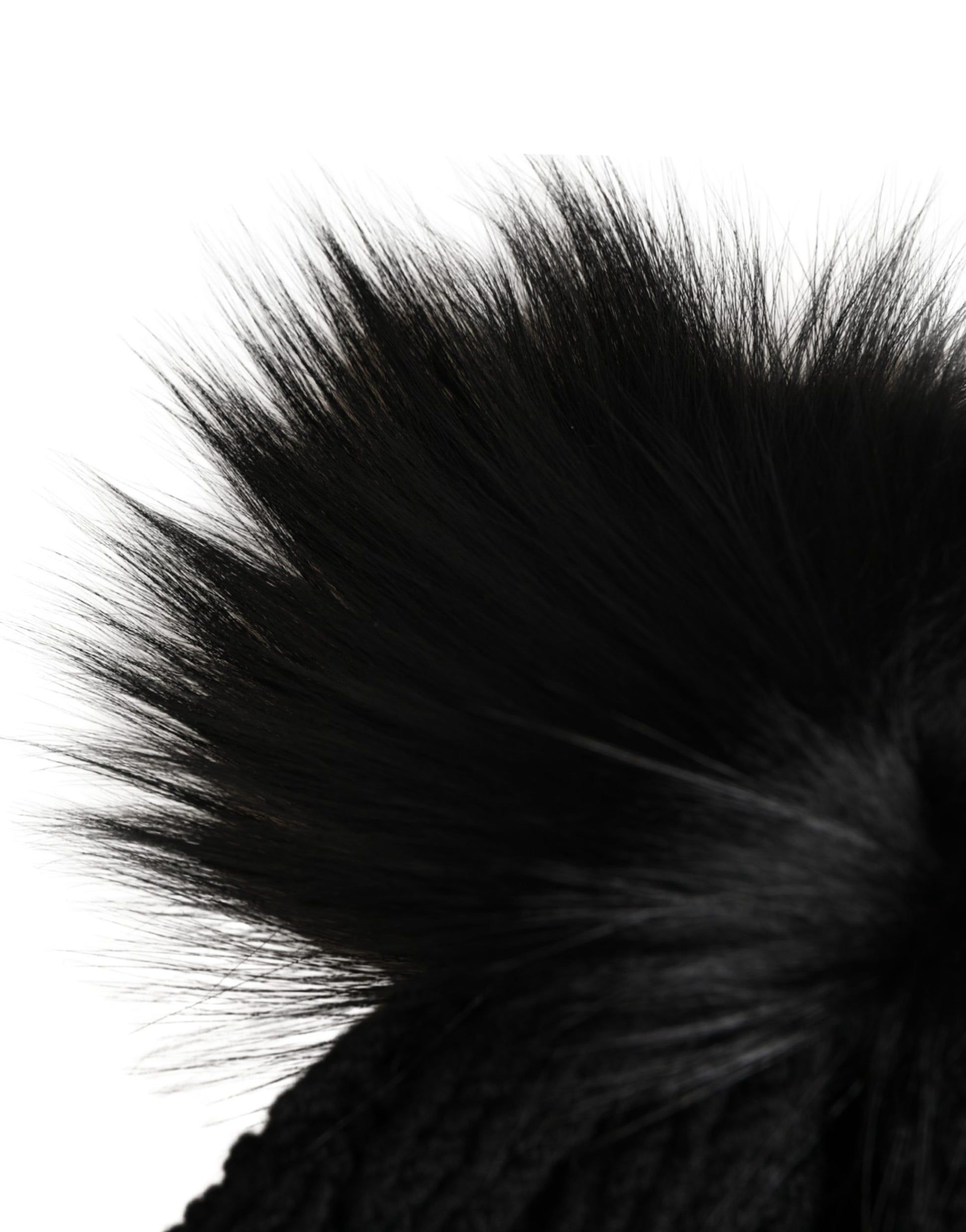 Dolce & Gabbana Black Acrylic Knitted Fur Winter Beanie - ClickThatClicks 