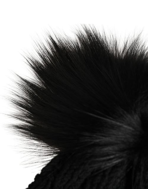 Dolce & Gabbana Black Acrylic Knitted Fur Winter Beanie - ClickThatClicks 