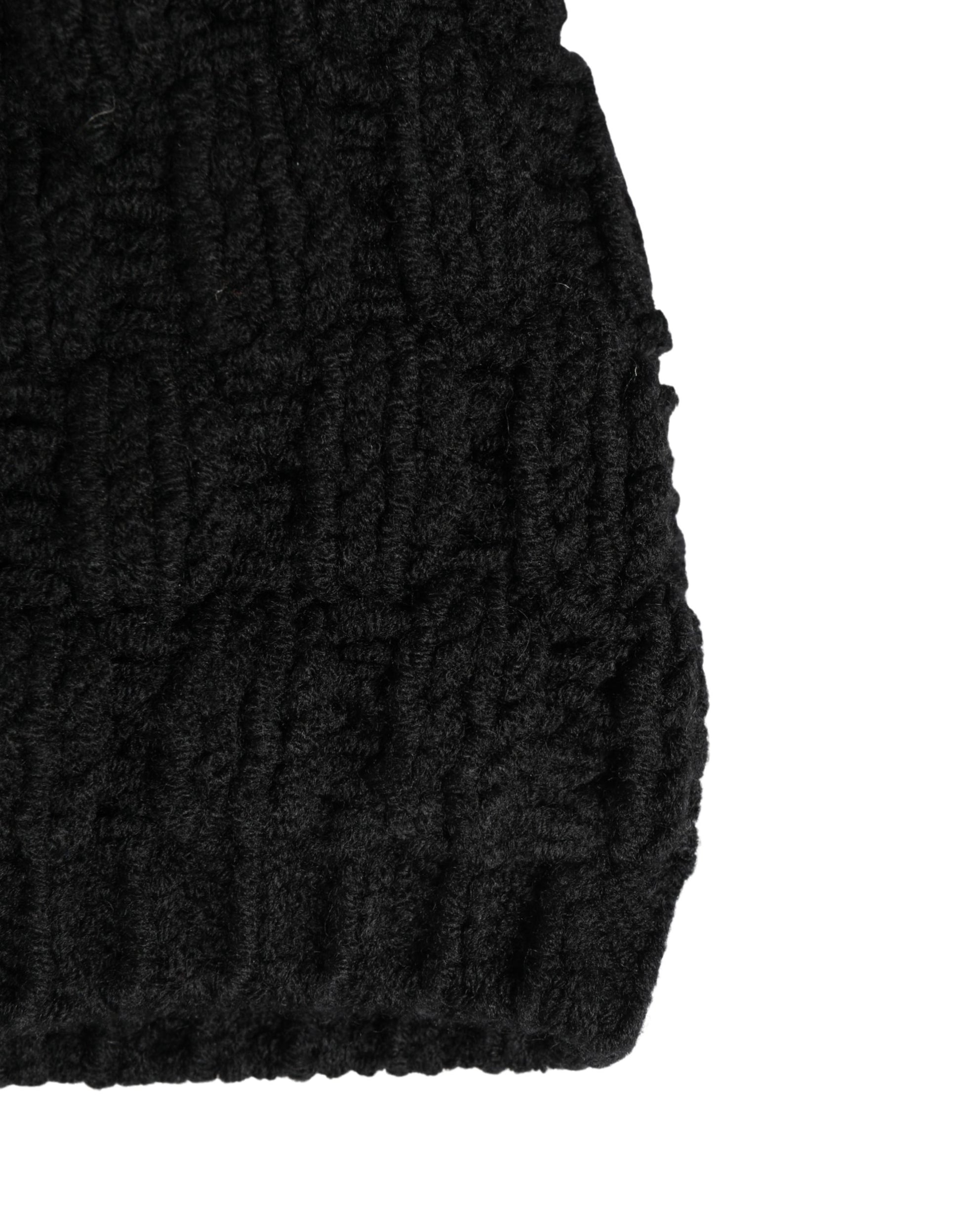 Dolce & Gabbana Black Acrylic Knitted Fur Winter Beanie - ClickThatClicks 