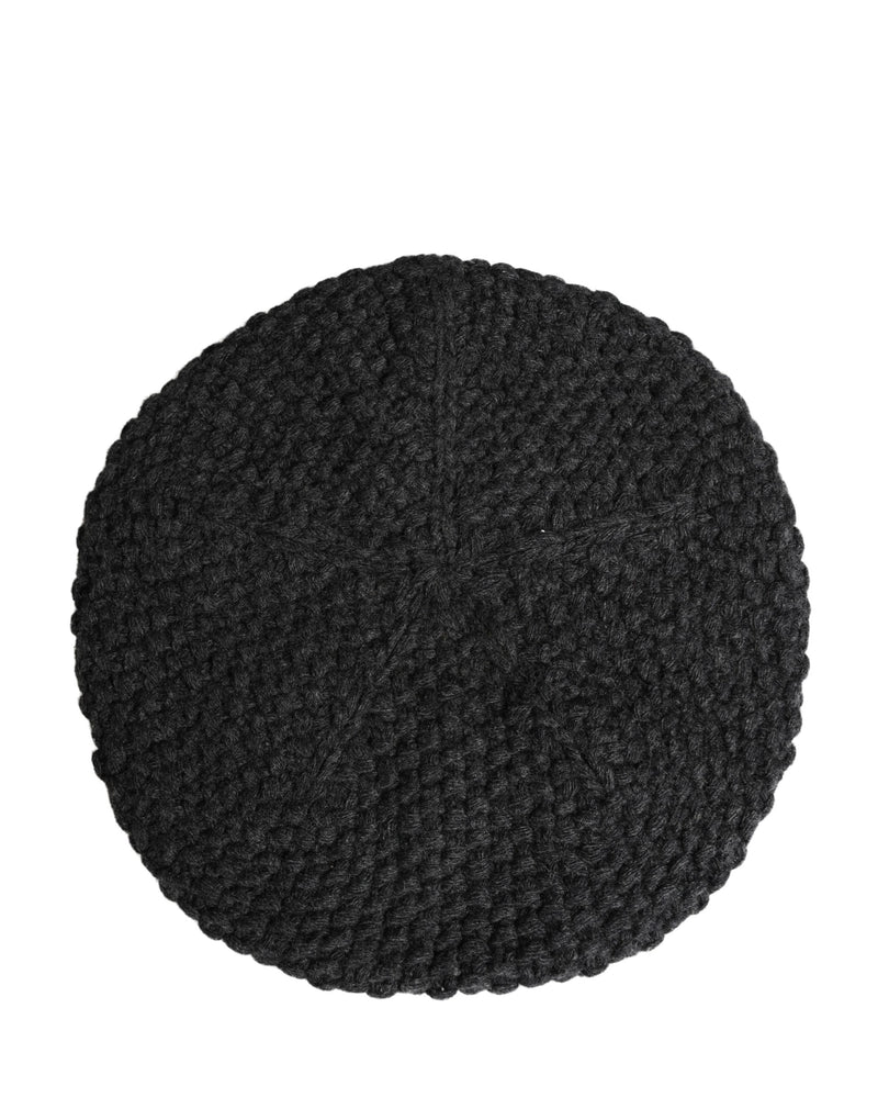 Dolce & Gabbana Black Virgin Wool Knitted Winter Beret Hat - ClickThatClicks 