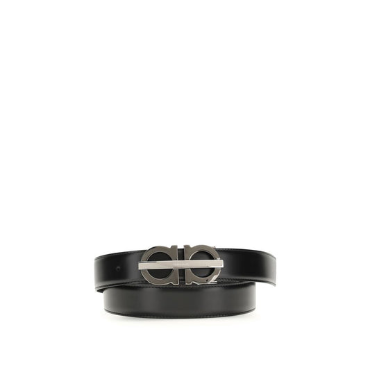 Ferragamo Black Calf Leather Bos Taurus Regular Belt - ClickThatClicks 
