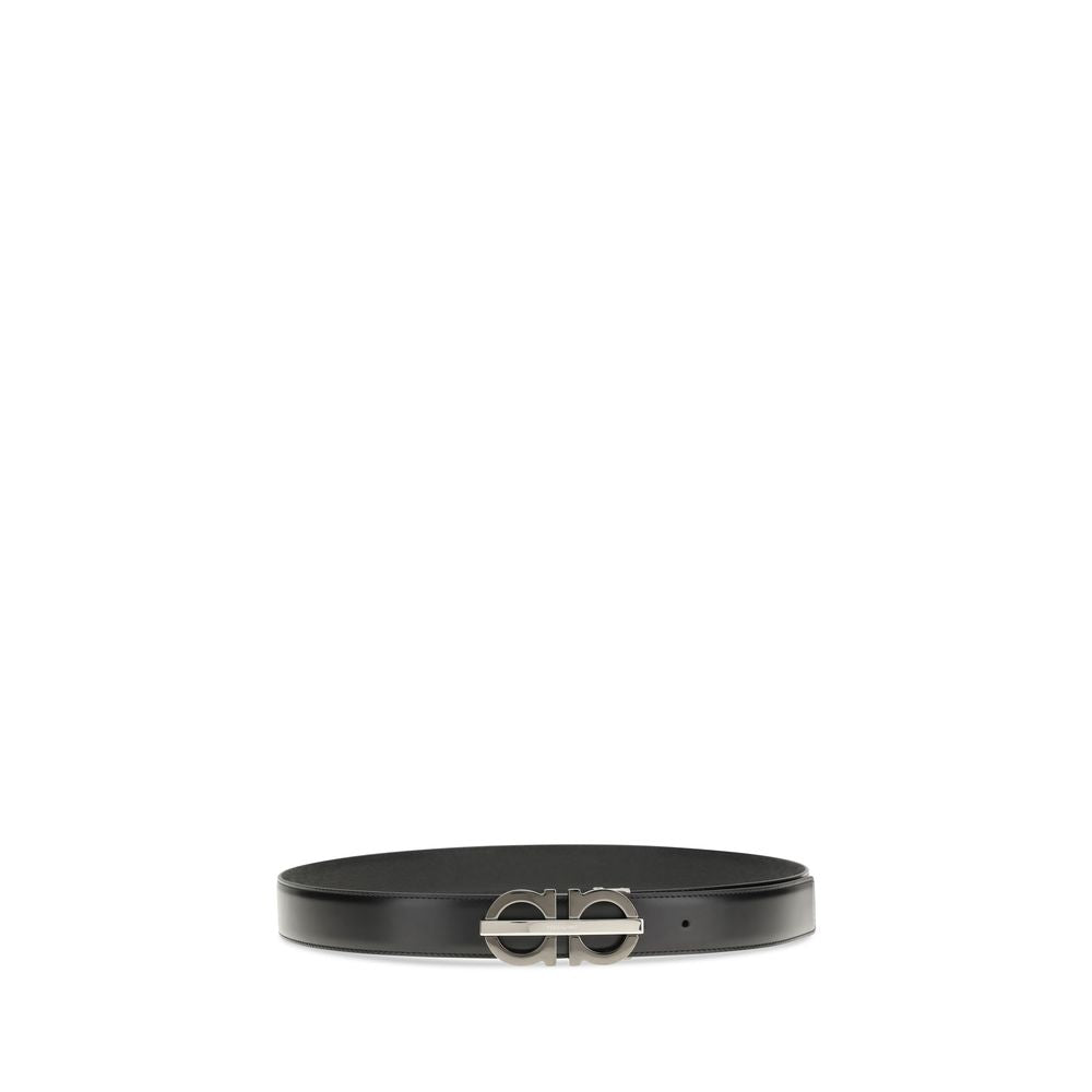Ferragamo Black Calf Leather Bos Taurus Regular Belt - ClickThatClicks 