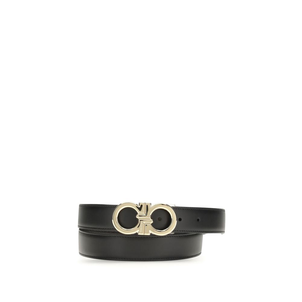 Ferragamo Black Calf Leather Bos Taurus Regular Belt - ClickThatClicks 