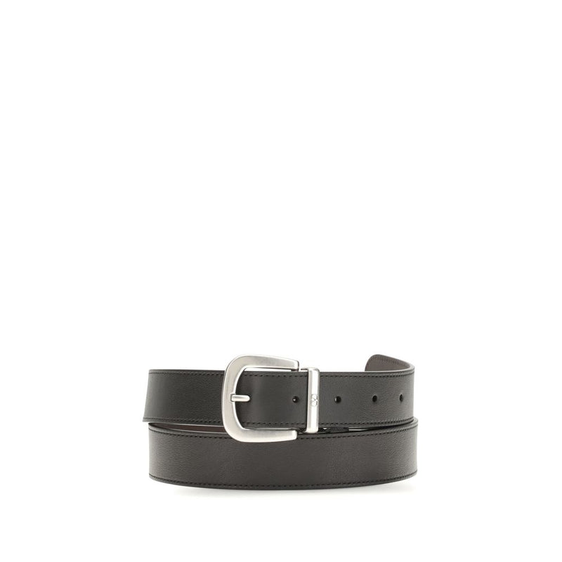 Valentino Garavani Black Calf Leather Bos Taurus Regular Belt - ClickThatClicks 