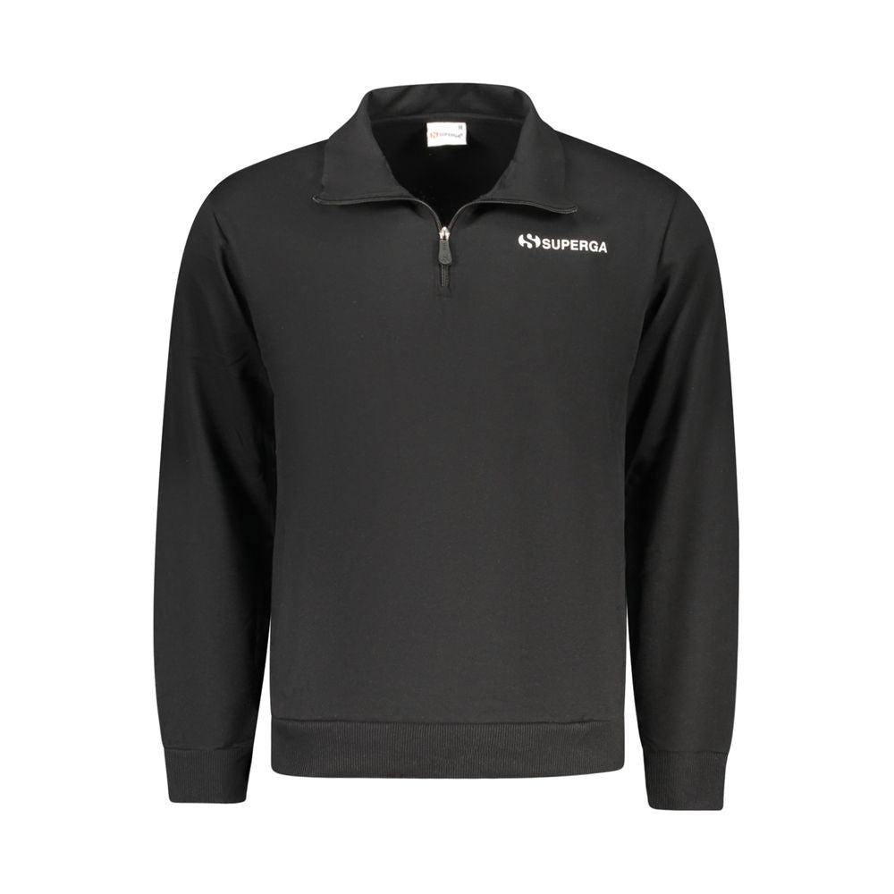 Superga "Black Cotton Men's Sweatshirt with Half Zip and Pockets" - ClickThatClicks 