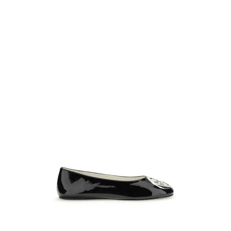 Tory Burch Black Calf Leather Bos Taurus Ballet Flats - ClickThatClicks 