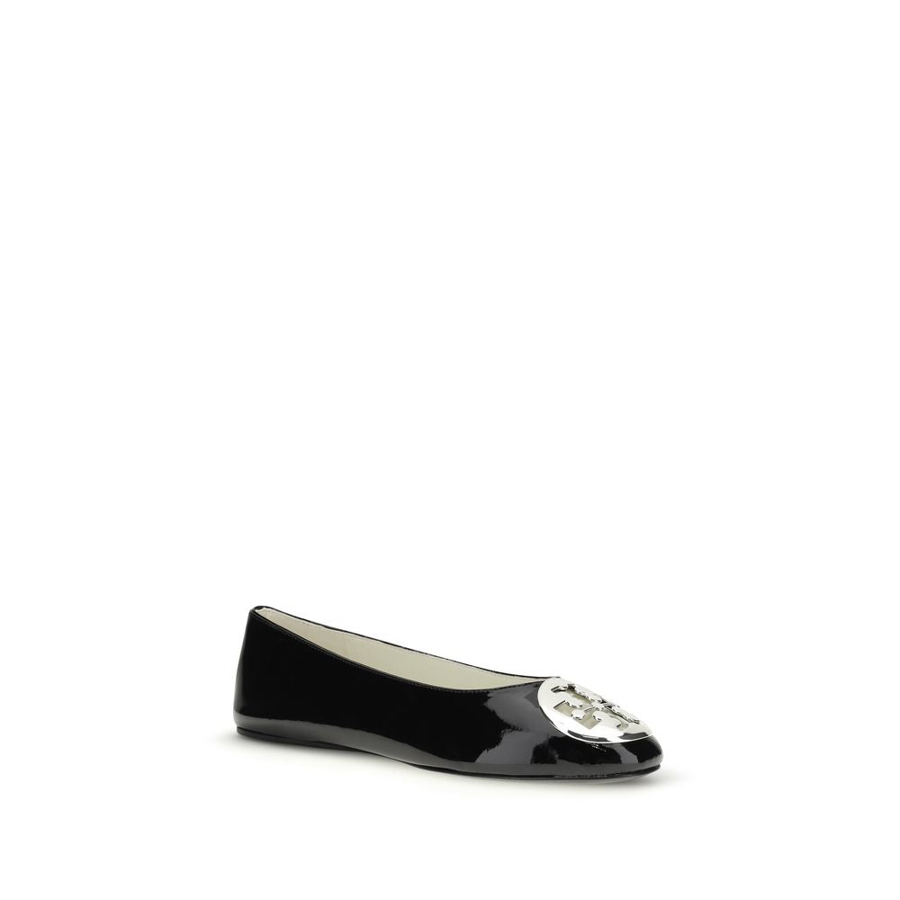 Tory Burch Black Calf Leather Bos Taurus Ballet Flats - ClickThatClicks 