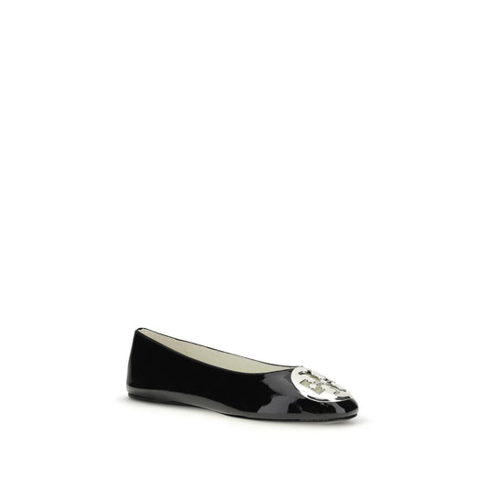Tory Burch Black Calf Leather Bos Taurus Ballet Flats - ClickThatClicks 