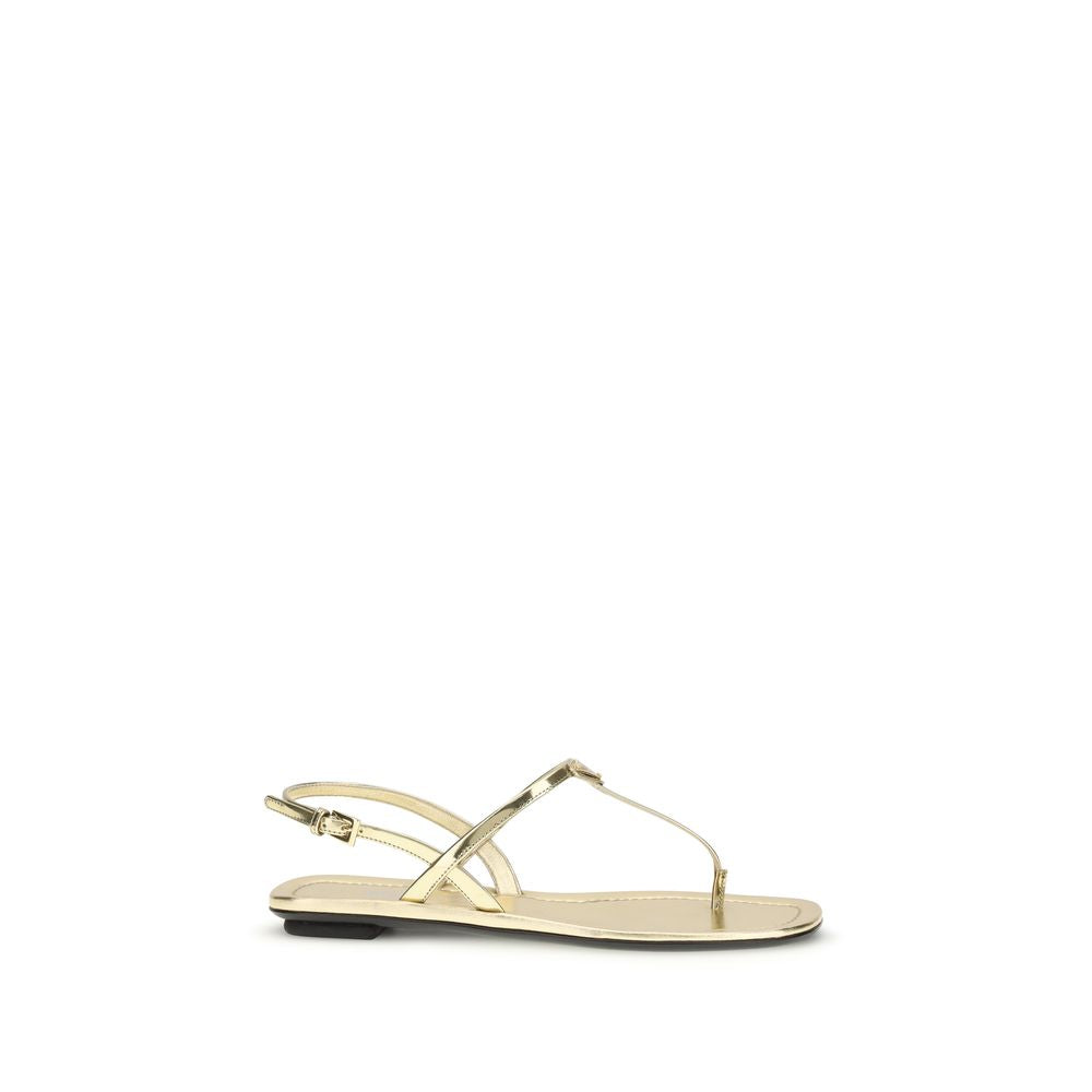 Prada Silver Calf Leather Bos Taurus Flat Sandals - ClickThatClicks 