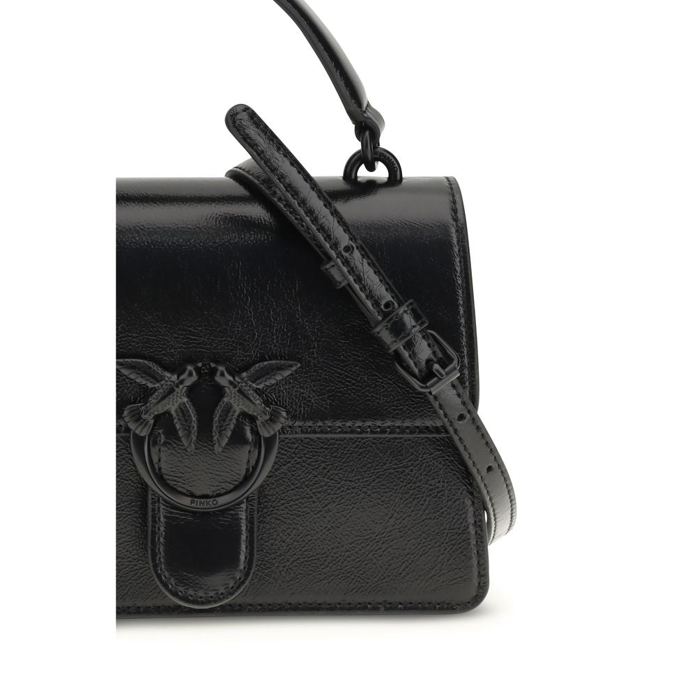 PINKO Black Calf Leather Bos Taurus Shoulder Bag - ClickThatClicks 