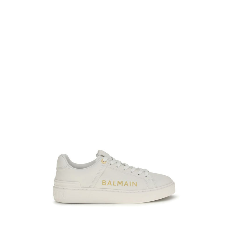 Balmain White Calf Leather Bos Taurus Low Top Sneakers - ClickThatClicks 