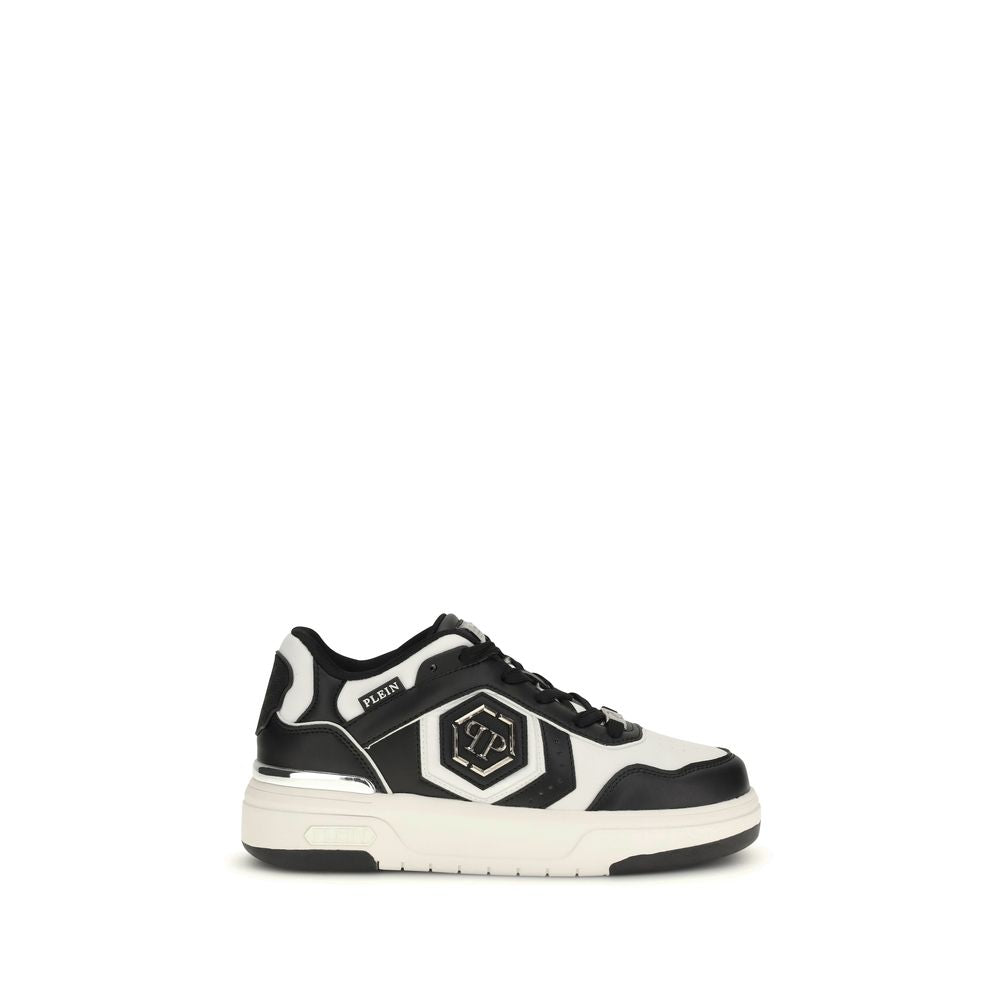 Philipp Plein Black Calf Leather Bos Taurus Athletic Sneakers - ClickThatClicks 