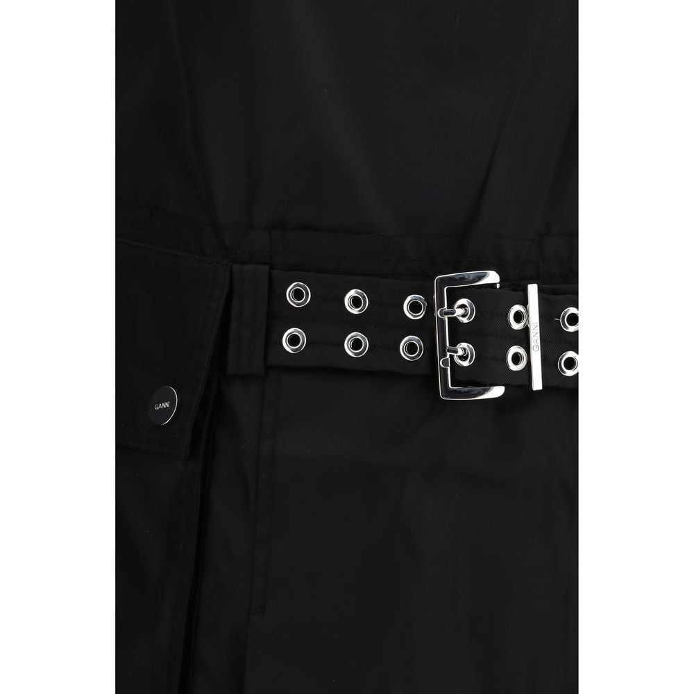 Ganni Black Recycled Polyamide Casual Dress - ClickThatClicks 