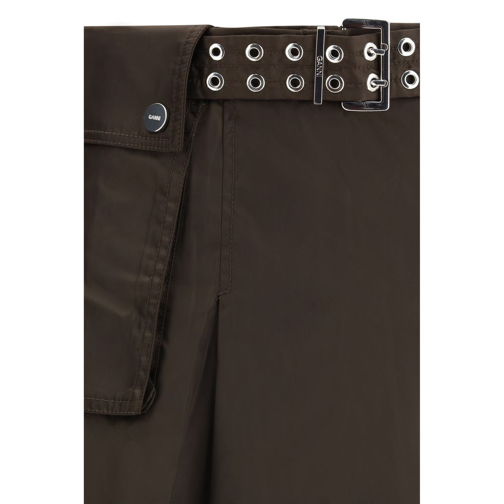 Ganni Brown Recycled Polyamide Long Skirt - ClickThatClicks 