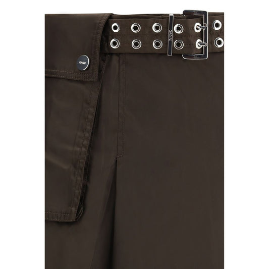 Ganni Brown Recycled Polyamide Long Skirt - ClickThatClicks 