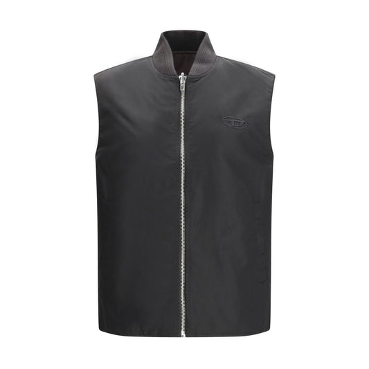 Diesel Brown Polyamide Sleveless Jacket - ClickThatClicks 