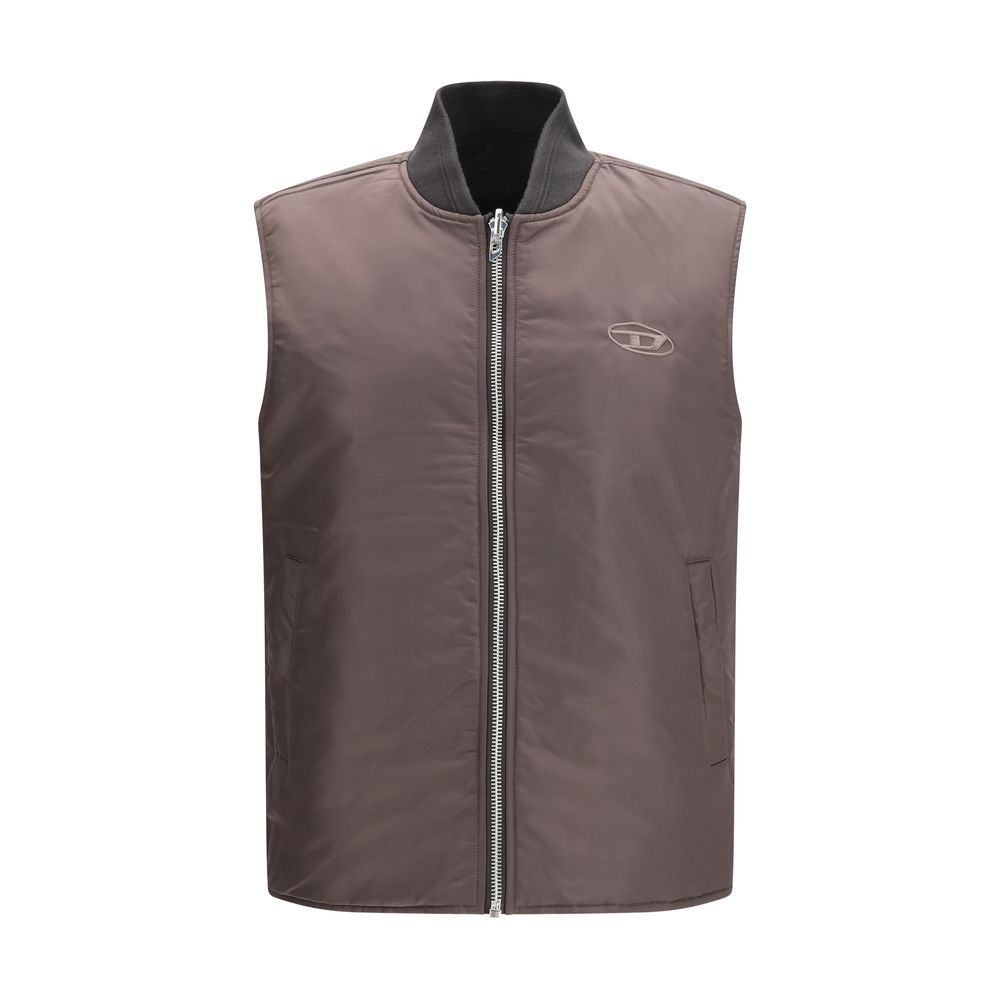 Diesel Brown Polyamide Sleveless Jacket - ClickThatClicks 