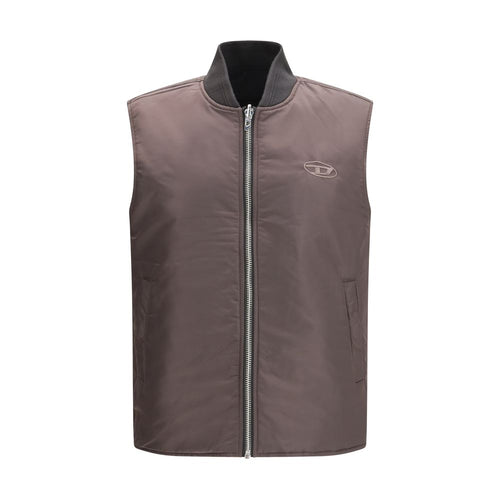 Diesel Brown Polyamide Sleveless Jacket - ClickThatClicks 