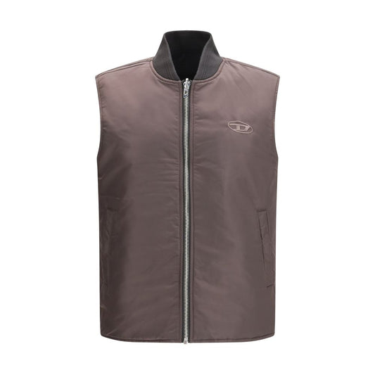 Diesel Brown Polyamide Sleveless Jacket - ClickThatClicks 