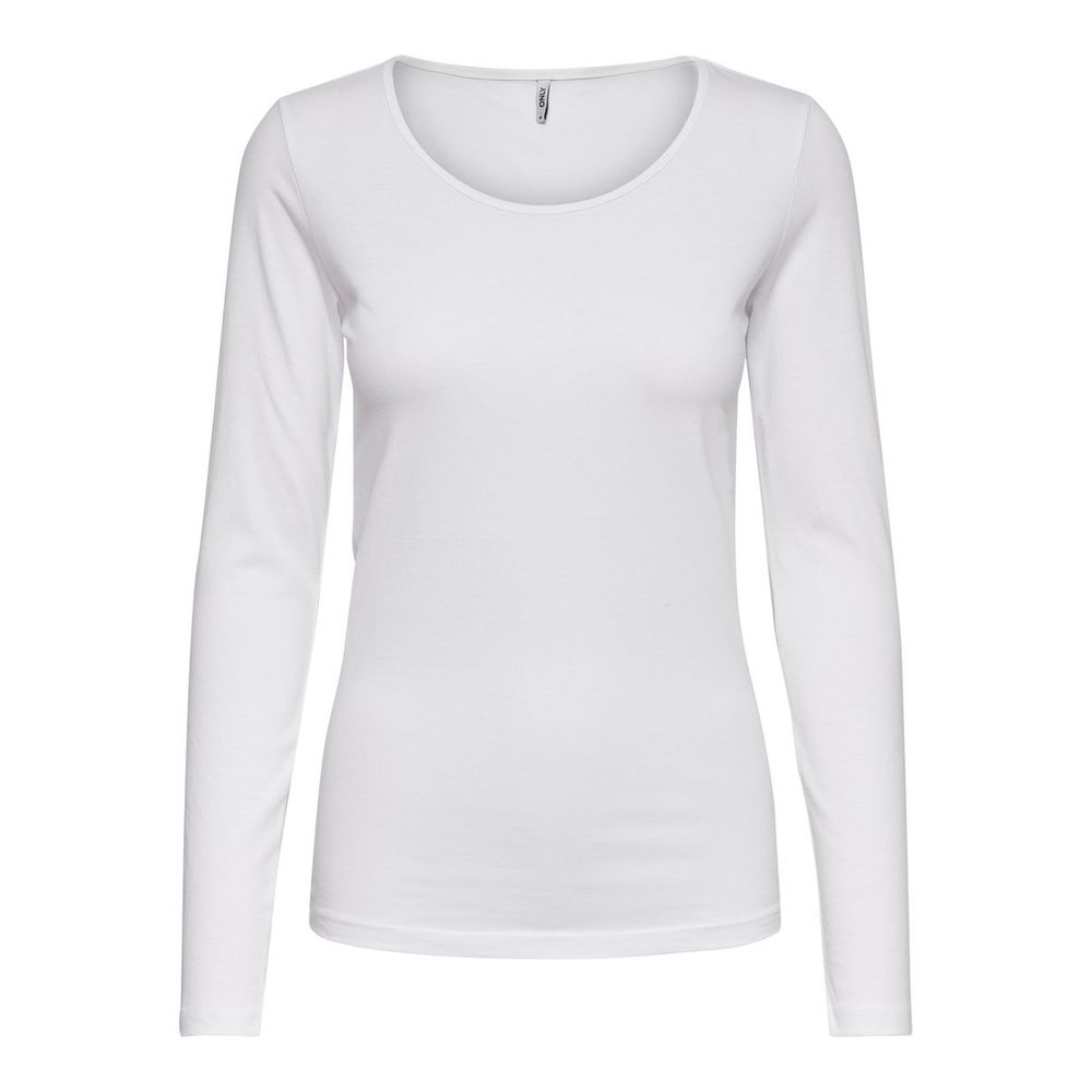 Only White Cotton Long Sleeve T-Shirt - ClickThatClicks 
