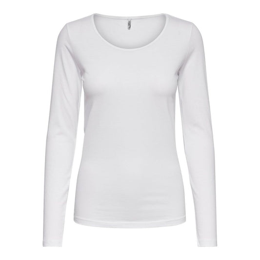 Only White Cotton Long Sleeve T-Shirt - ClickThatClicks 