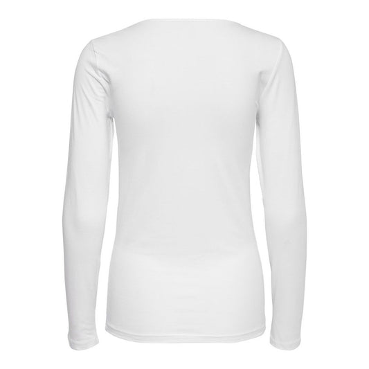 Only White Cotton Long Sleeve T-Shirt - ClickThatClicks 