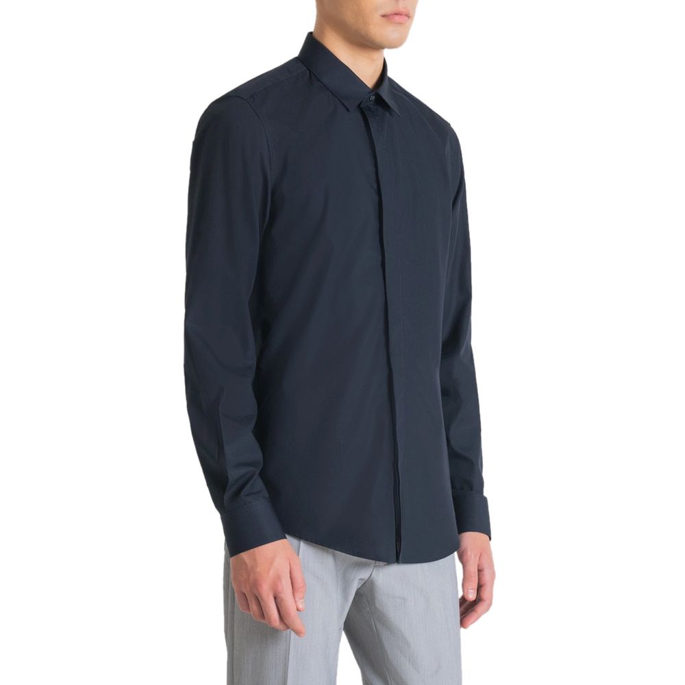 Antony Morato Blue Cotton Dress Shirt - ClickThatClicks 