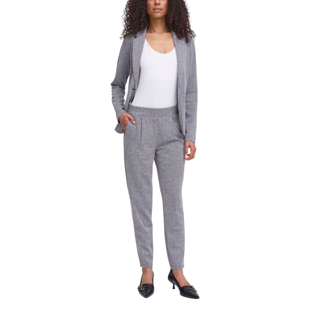 ICHI Blue Polyester Skinny Pants - ClickThatClicks 