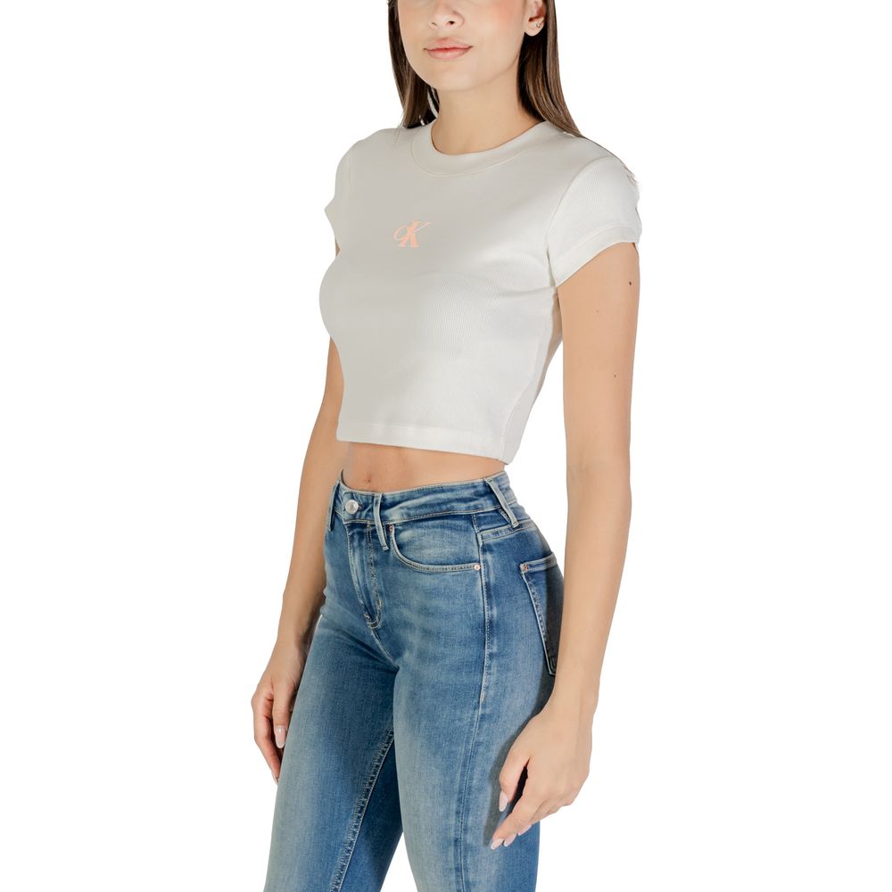 Calvin Klein Jeans Cream Cotton T-Shirt - ClickThatClicks 