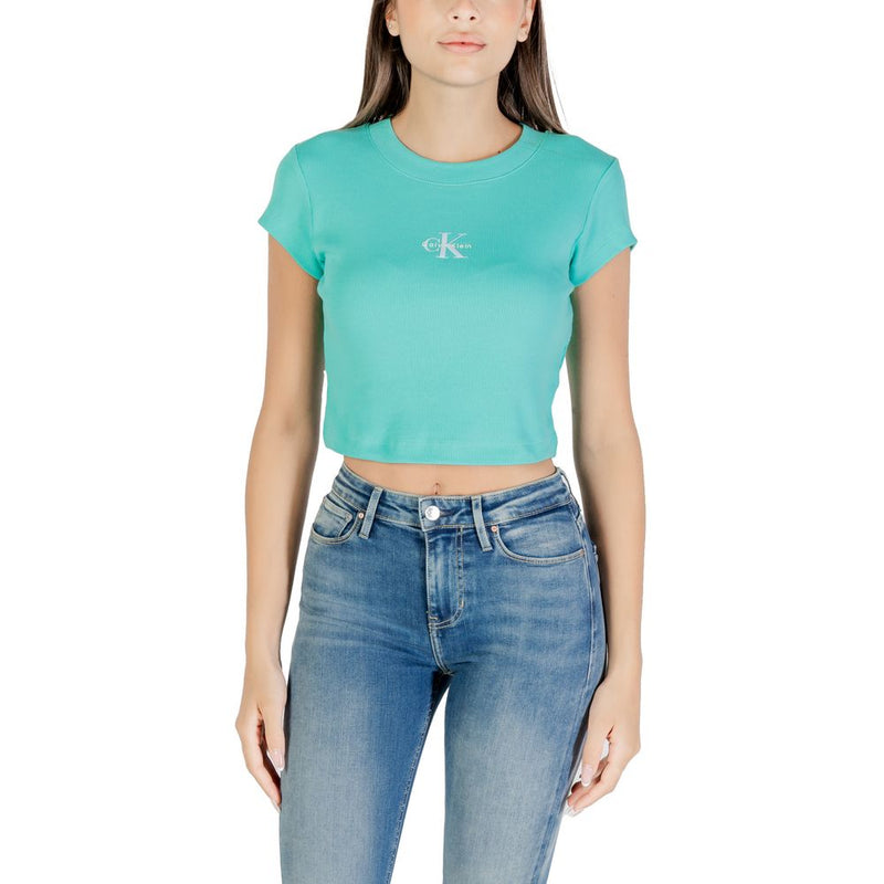 Calvin Klein Jeans Turquoise Cotton T-Shirt - ClickThatClicks 