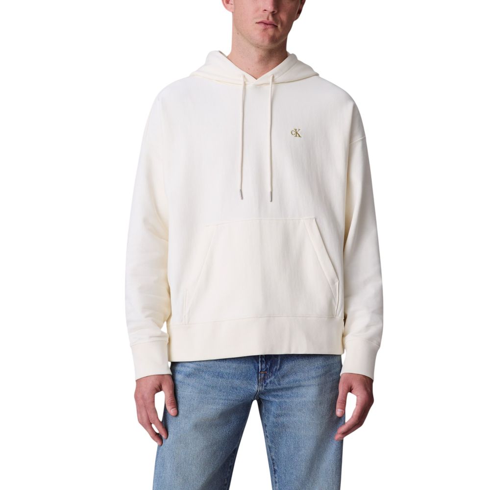 Calvin Klein Jeans White Cotton Hoodie - ClickThatClicks 