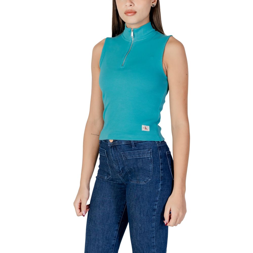 Calvin Klein Jeans Turquoise Cotton Top - ClickThatClicks 
