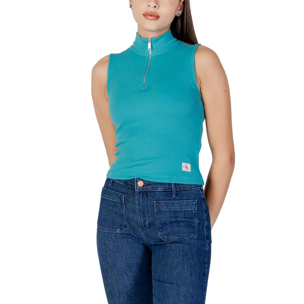 Calvin Klein Jeans Turquoise Cotton Top - ClickThatClicks 