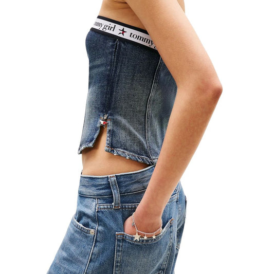 Tommy Hilfiger Jeans Blue Recycled Cotton Top - ClickThatClicks 