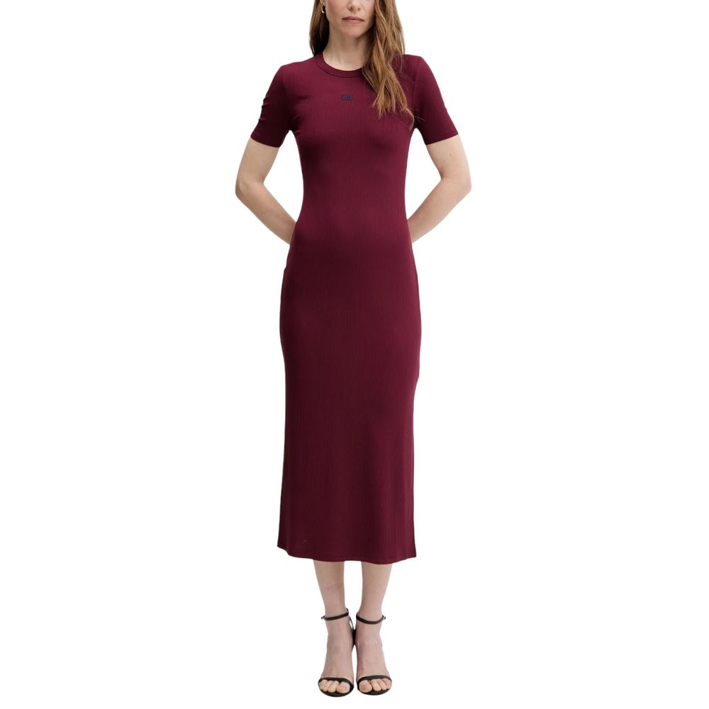 Calvin Klein Jeans Bordeaux Modal Long Dress - ClickThatClicks 