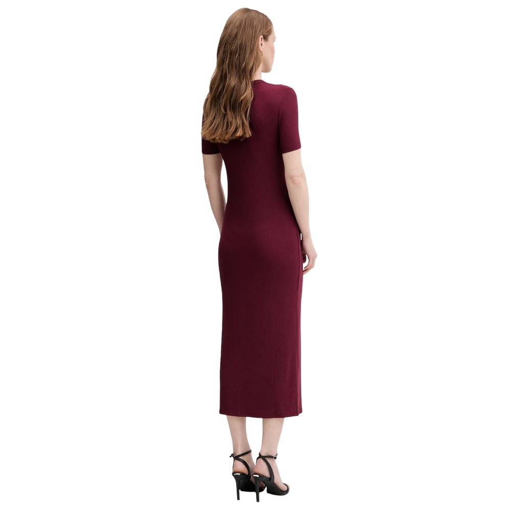 Calvin Klein Jeans Bordeaux Modal Long Dress - ClickThatClicks 