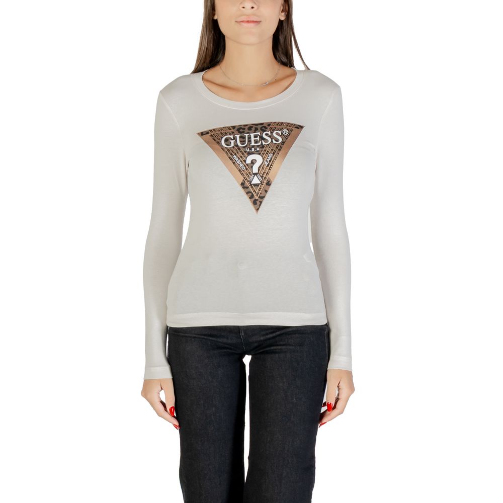 Guess Cream Cotton Long Sleeve T-Shirt - ClickThatClicks 