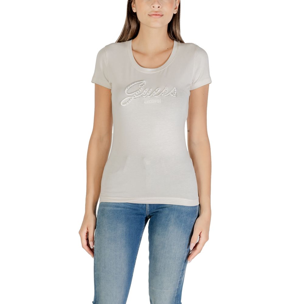 Guess Beige Cotton T-Shirt - ClickThatClicks 