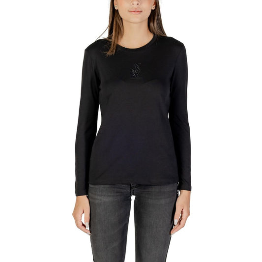 Armani Exchange Black Cotton Long Sleeve T-Shirt - ClickThatClicks 