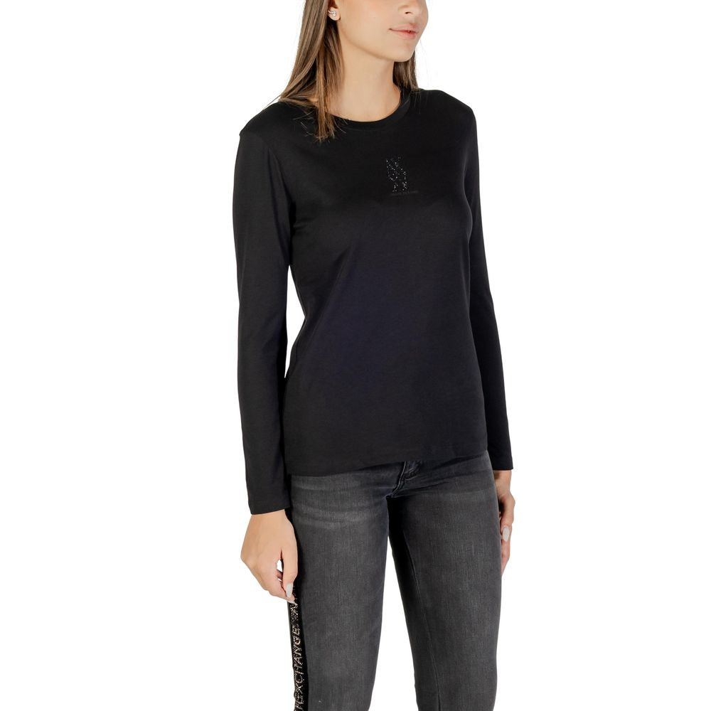 Armani Exchange Black Cotton Long Sleeve T-Shirt - ClickThatClicks 