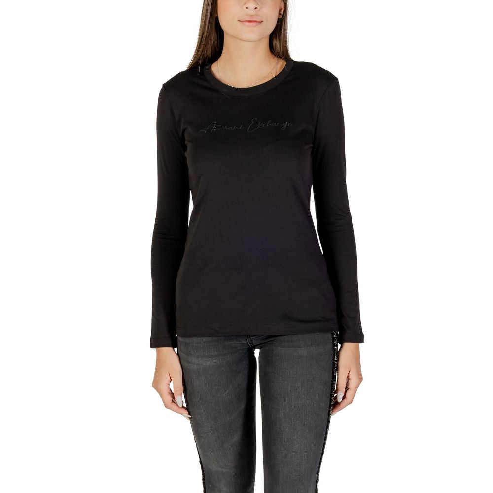 Armani Exchange Black Cotton Long Sleeve T-Shirt - ClickThatClicks 