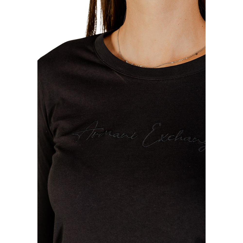Armani Exchange Black Cotton Long Sleeve T-Shirt - ClickThatClicks 