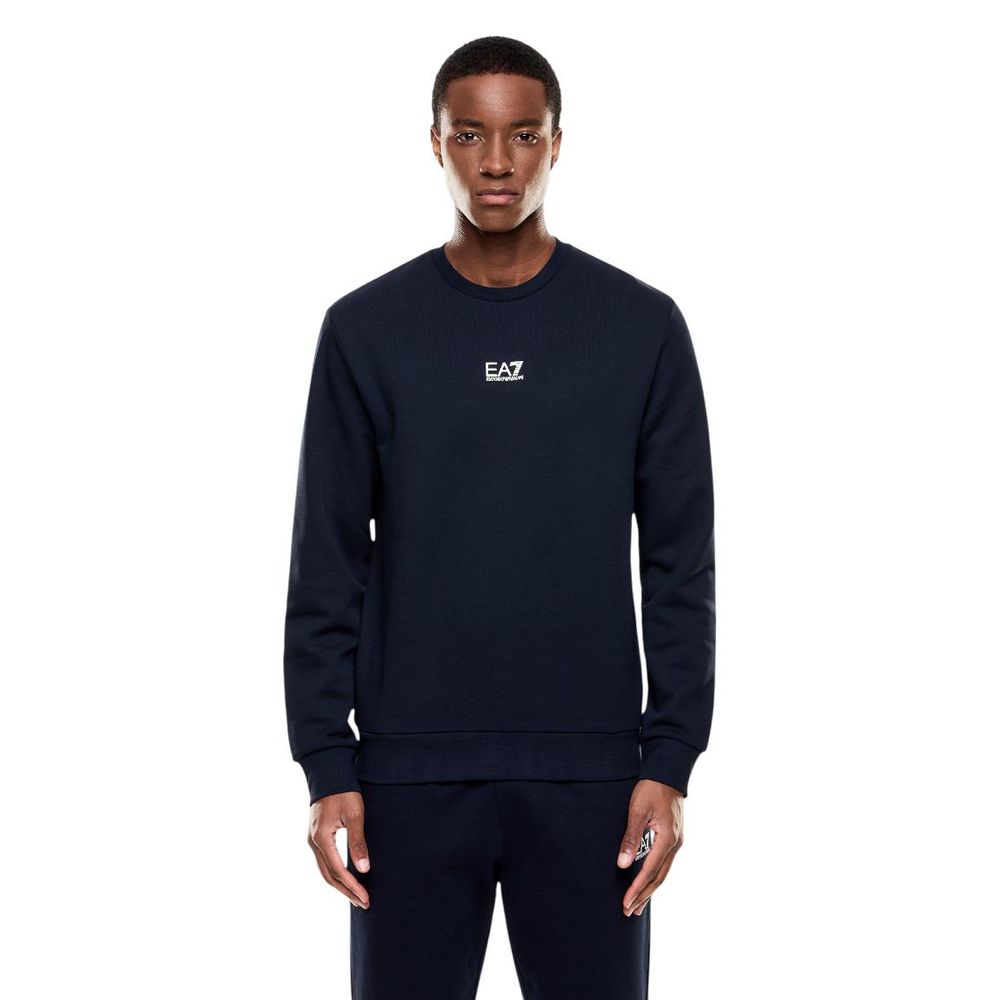 EA7 Emporio Armani Blue Cotton Sweatshirt - ClickThatClicks 