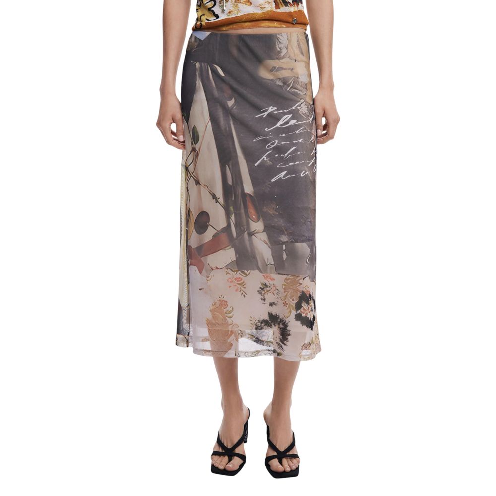 Desigual Beige Polyester Long Skirt - ClickThatClicks 