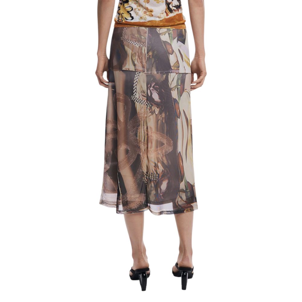 Desigual Beige Polyester Long Skirt - ClickThatClicks 