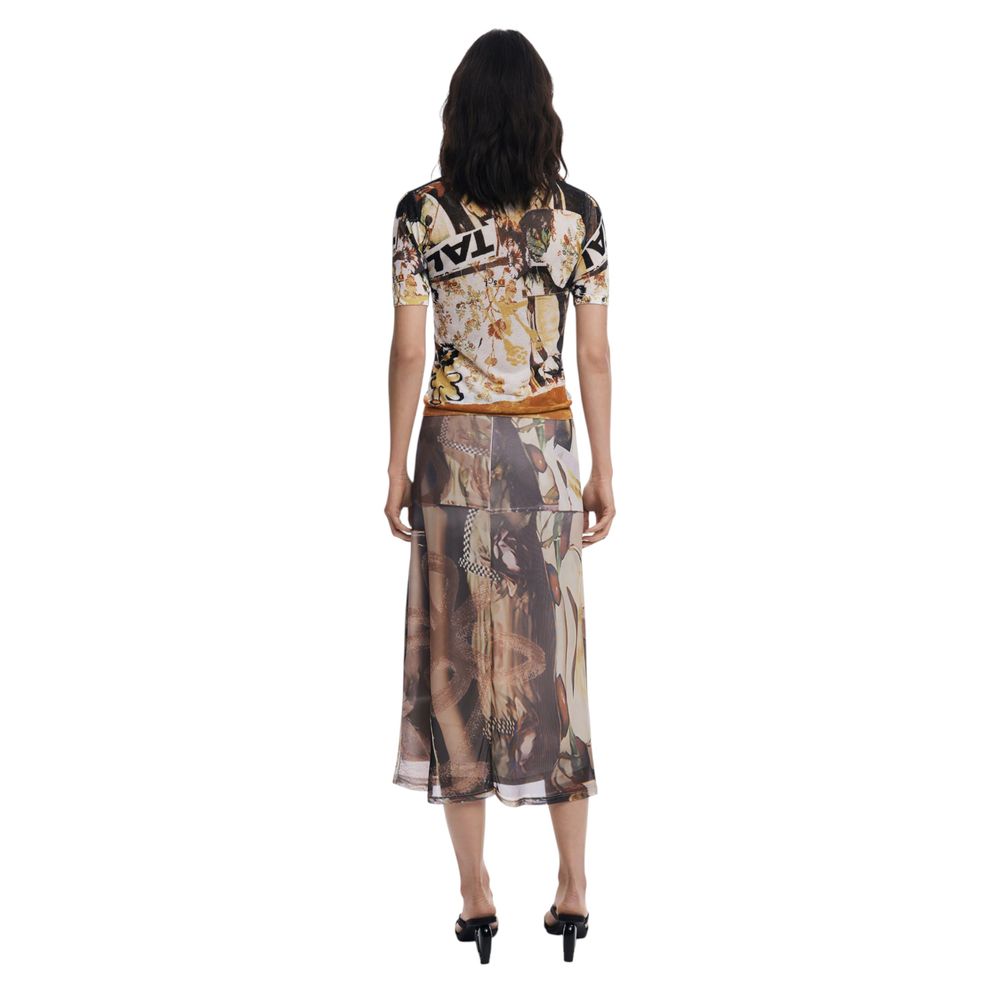 Desigual Beige Polyester Long Skirt - ClickThatClicks 