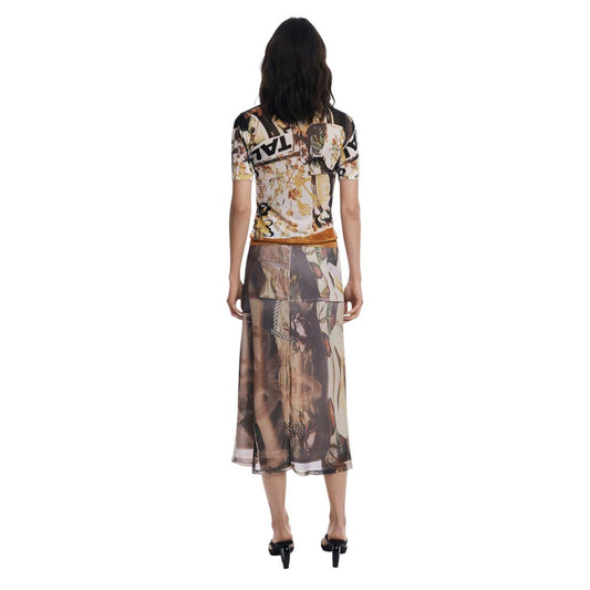 Desigual Beige Polyester Long Skirt - ClickThatClicks 
